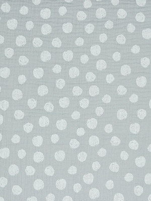 Dvojitá gázovina / mušelín nepravidelné puntíky na světle šedé, BIO