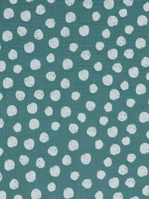 Dvojitá gázovina / mušelín nepravidelné puntíky na starozelené, BIO